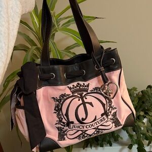 Vintage Juicy Couture Pink and Brown Scottie Dog Daydreamer Bag